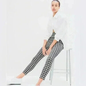 Gap Black White Plaid Ponte  Knit Leggings Size xs